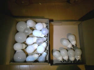 たくさんの電球型蛍光灯